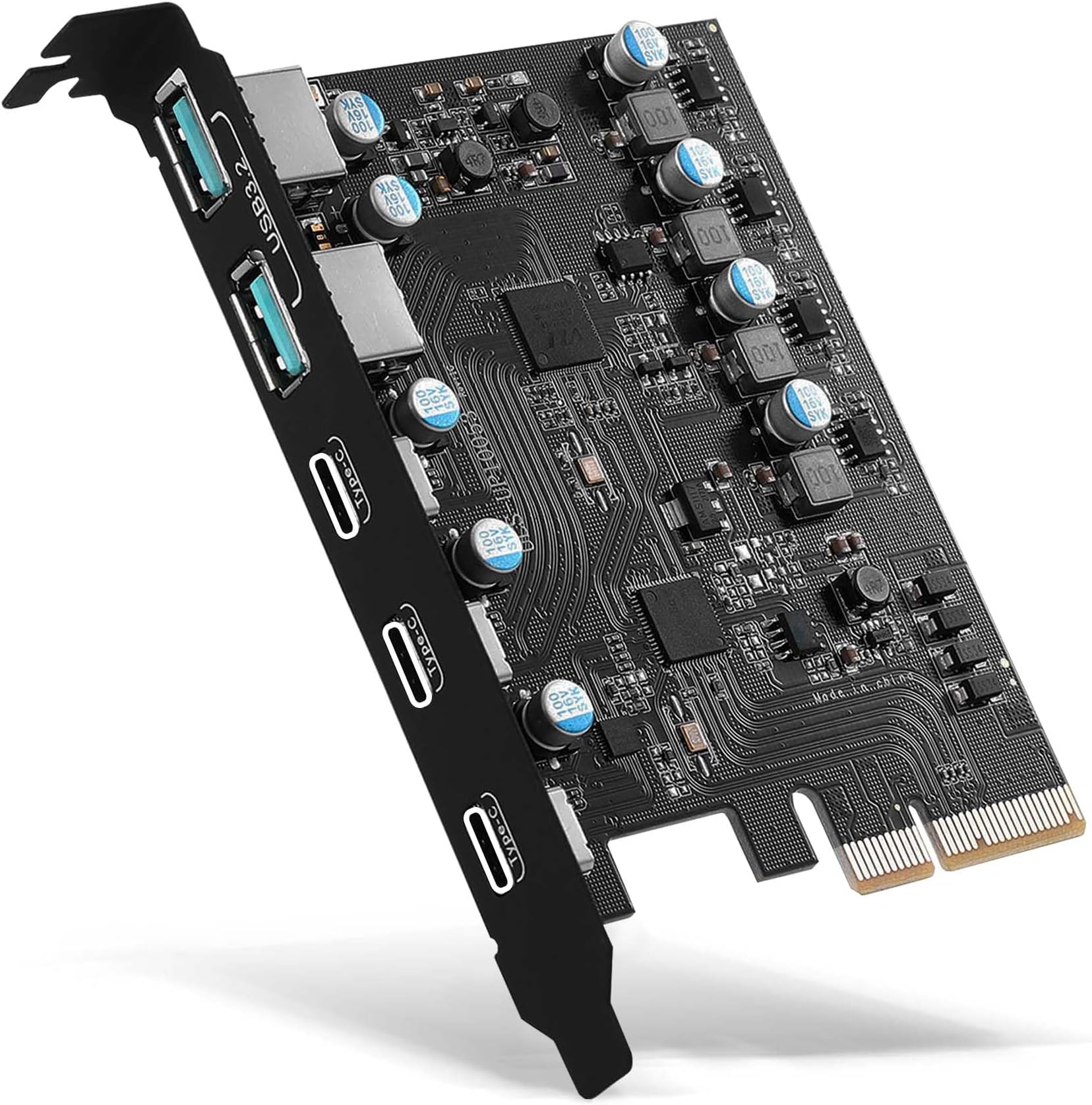 PCIe to USB 3.2 Gen 2 Adapter Card with 20 Gbps Bandwidth 5-Port