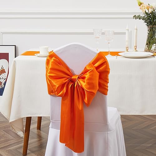 Miniatura 7 de 4 caminos de mesa de satén naranja de 12 x 108 pulgadas, elegante y suave, decoración de mesa de tela sedosa para decoración de boda, banquete de