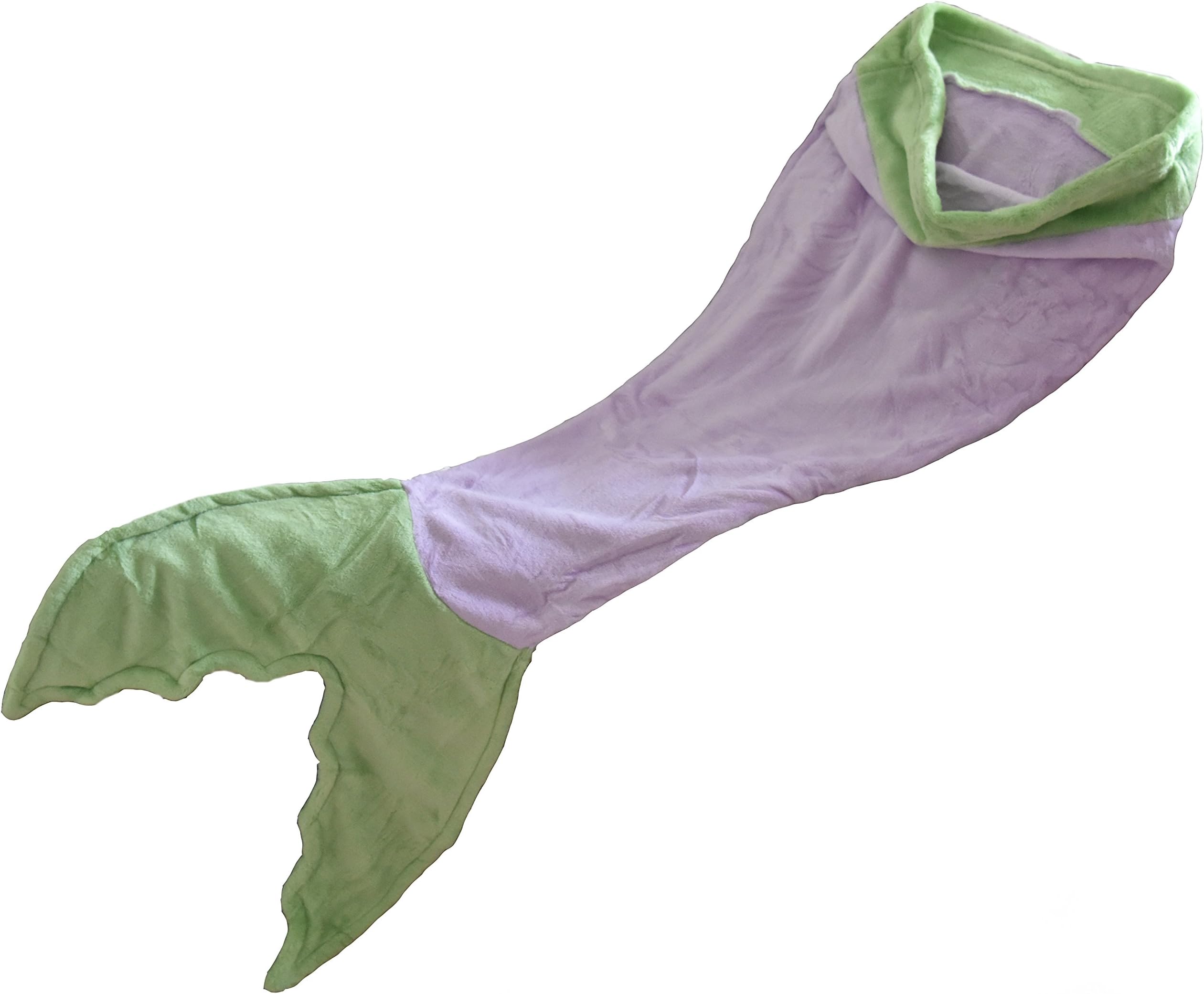 Mermaid Tail Blanket for Children, Feet Go in Fins, Soft Cozy Minky Fleece, Perfect Little Mermaid Decor, Cute Gift (Purple & Green)