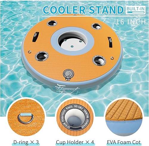 Miniatura 3 de Inflatable Floating Bar  Pool Drink Floats with Built-in Cooler and Cup Holders  Portable Party Raft  Floating 4ft Round Table for Pools, Hot Tubs