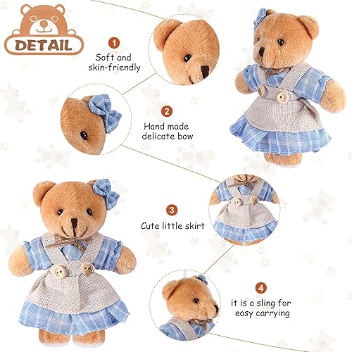 Miniatura 3 de 12 piezas de mini osos de peluche, mini oso de pareja con ropa de arpillera, juguetes de oso pequeño para decoración de cumpleaños, bodas,