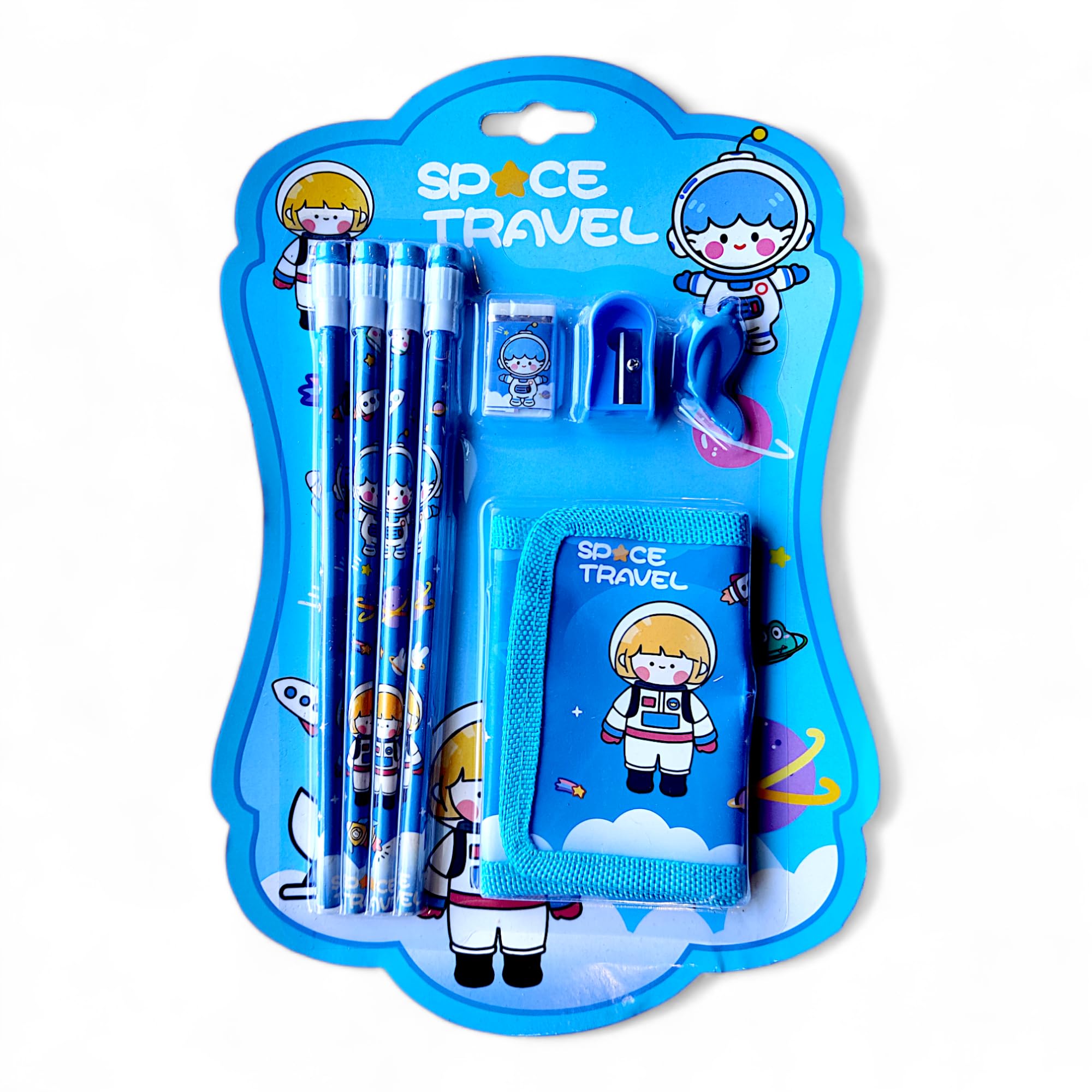 Kidorado - Stationery Set for Girls and Boys | Kids Return Gift - 5 In 1 School Items For Kids- Pencils, Eraser, Sharpener, Pouch, Pencil Extender | Birthday Gift Idea - Pack of 6 Sets (Space) (B0CT8XTTY9) Amazon Price History, Amazon Price Tracker