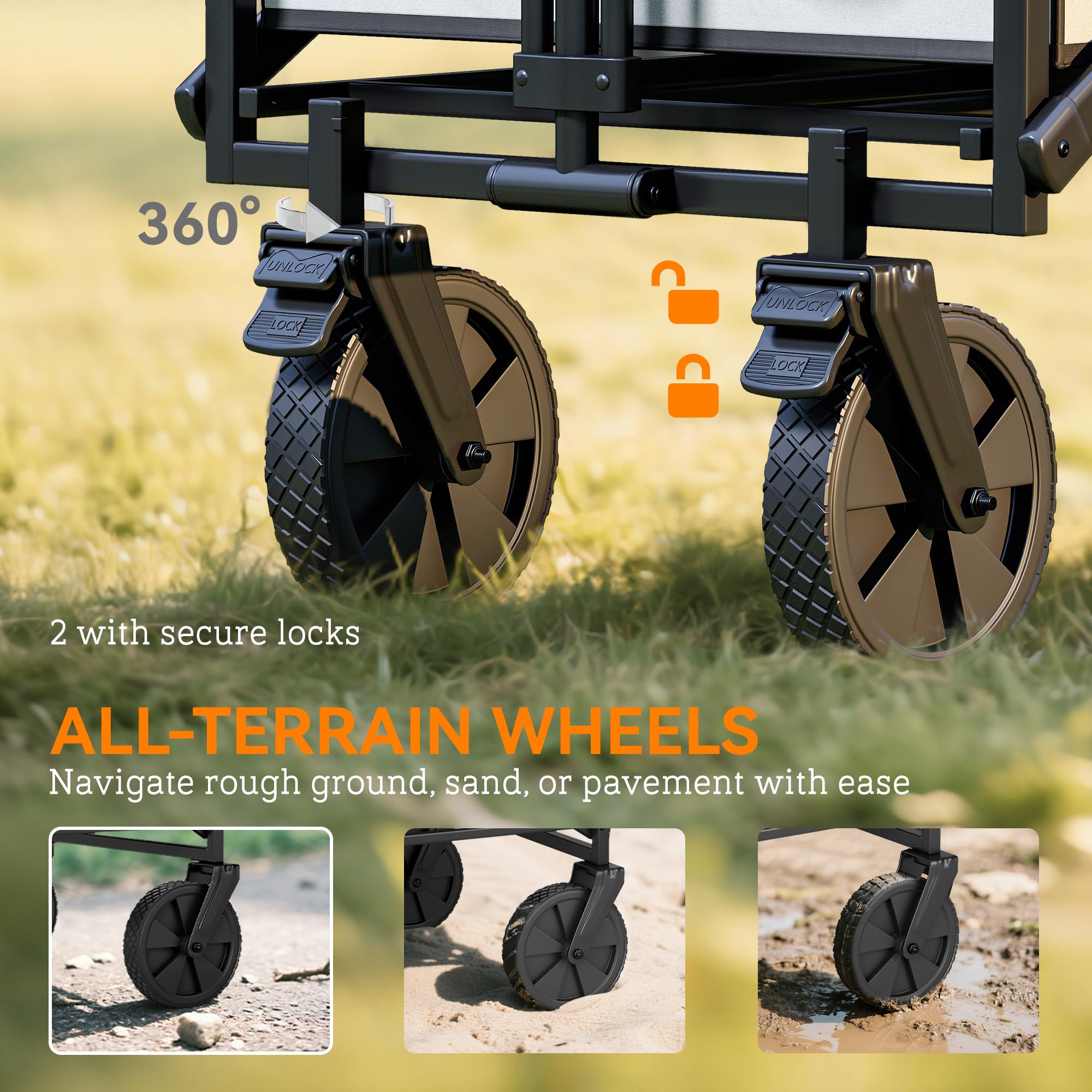 Outsunny Chariot de Camping Pliable à roulettes avec poignée réglable, Portable pour extérieur, Jardin, Shopping, pêche, 90 l, Gris foncé