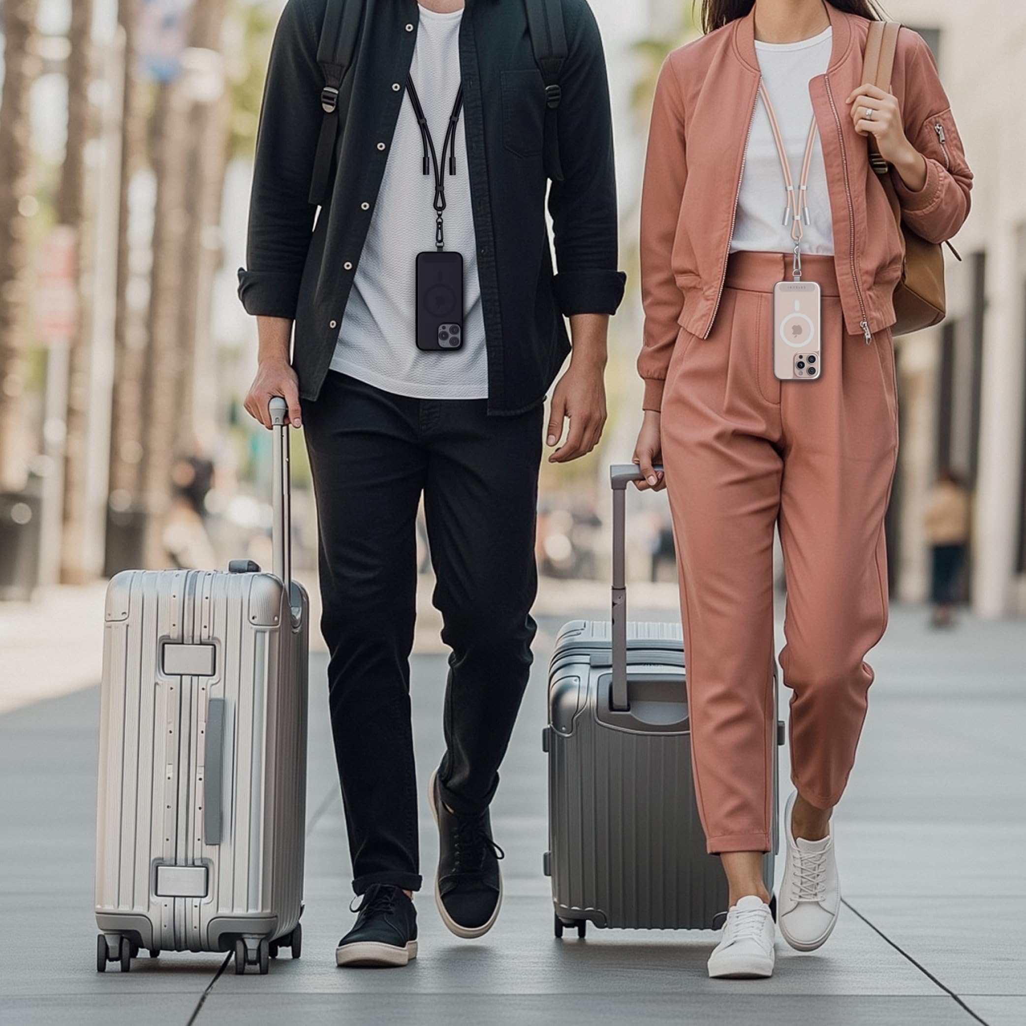 Satechi OntheGo™ Cordino per Smartphone USB C con Ricarica Rapida 60W, Dati 480 Mbps, Laccio Regolabile 1,5 m con Cavo Intrecciato per iPhone 17 16 15, Galaxy, Android – Nero