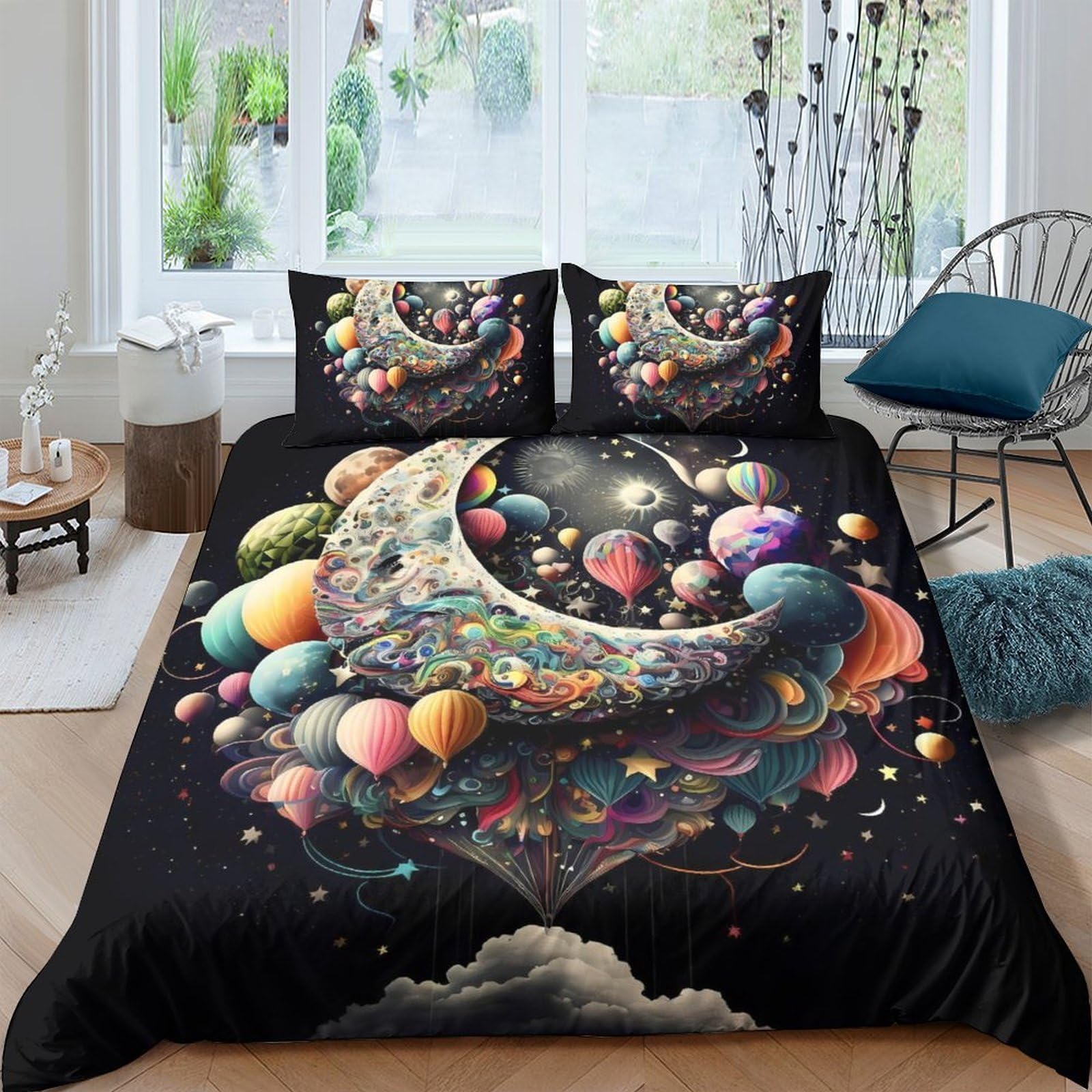Ctjqhvkz Style-8 3D Printed Galaxy Starry Sky Fitted Sheet Microfiber Colorful Cosmic Nebula Mattress Cover Bedroom Decor Single（135X200cm）