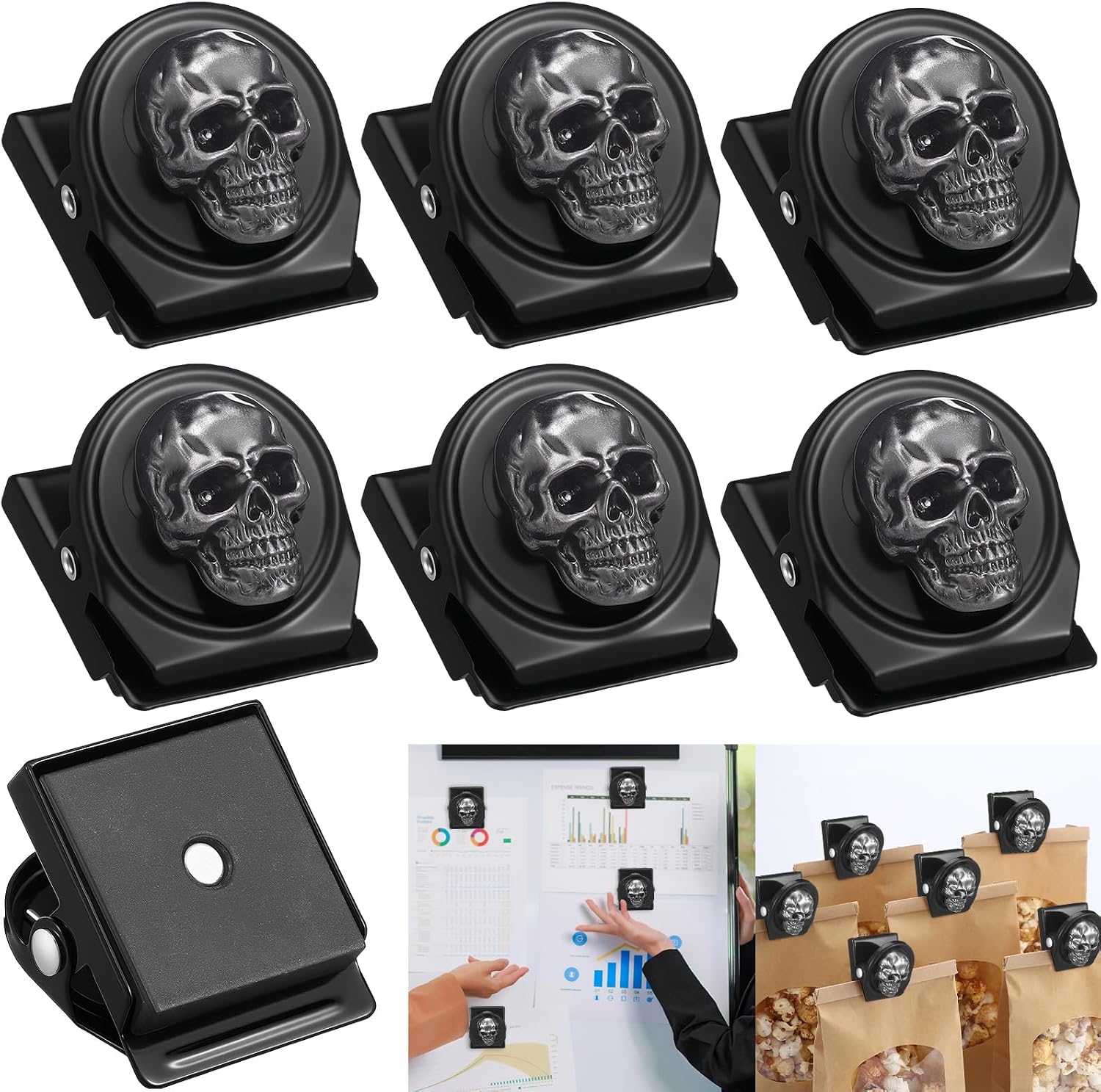 Aceorbit 12 Pcs Halloween Magnet Clip Skeleton Magnet for Fridge Goth Decor