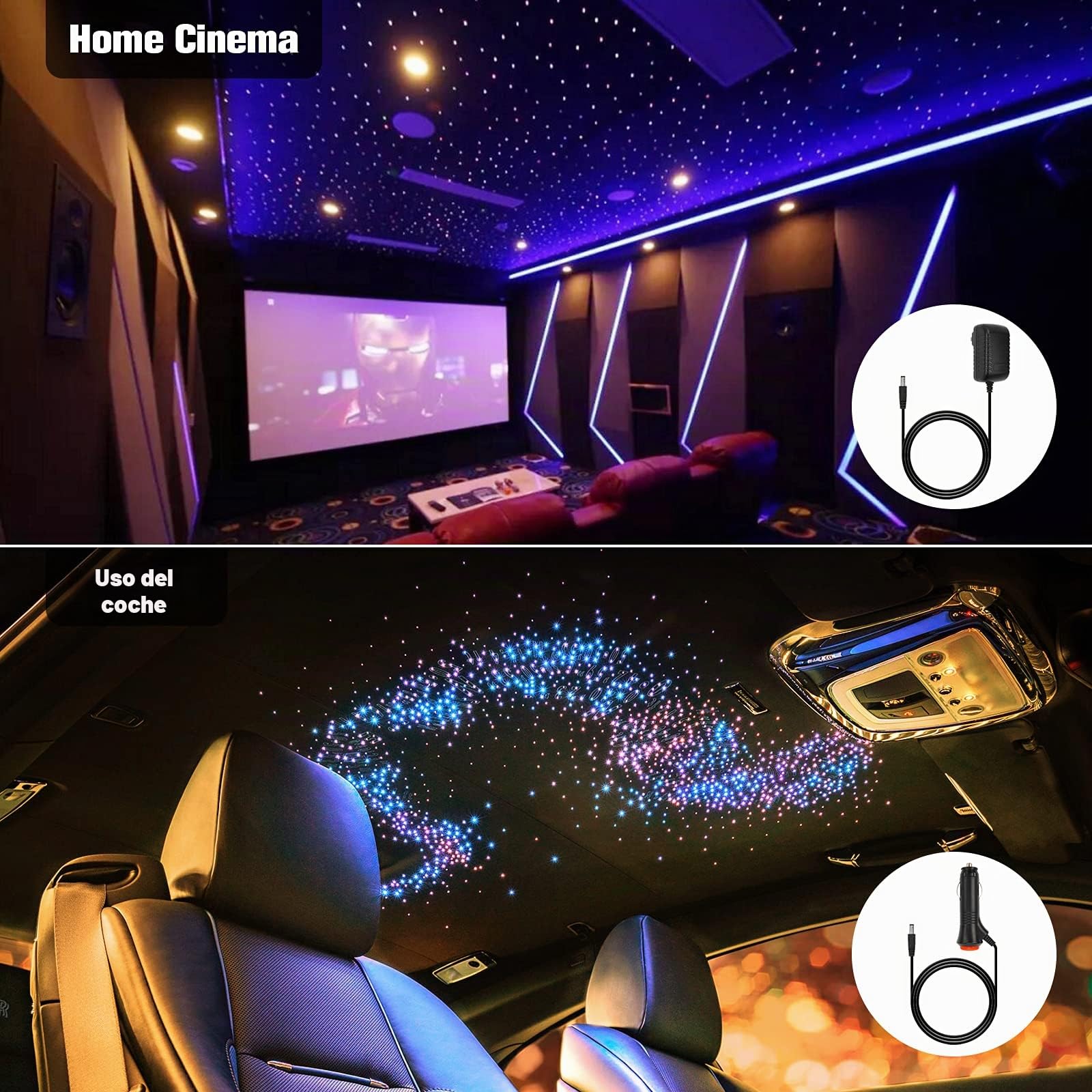 CHINLY Luz de Fibra óptica para Coche/Techo, 16W Twinkle 550pcs * 0.75mm * 3m LED Fiber Optic Star Sky Lights Kit, Bluetooth App/Control Remoto（Meteor）