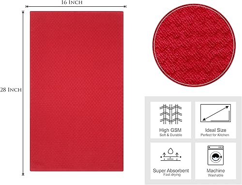 Miniatura 2 de COTTON CRAFT Amazing Kitchen Towels  Juego de 8 toallas de rizo  100% algodón Euro Café Waffle Weave  Suave y absorbente, de secado rápido, de baja