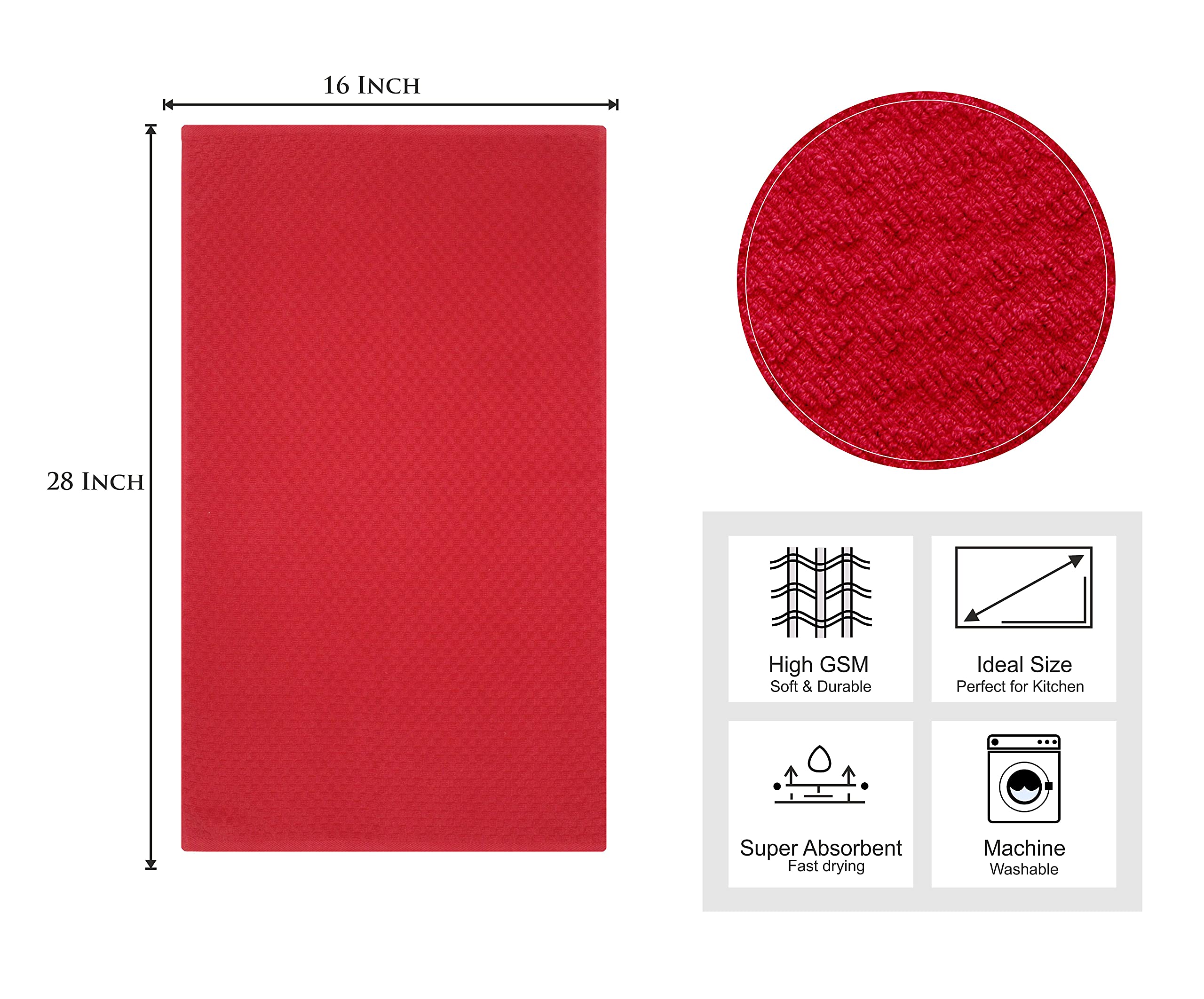 COTTON CRAFT Set di 8 incredibili asciugamani da cucina in spugna 100% cotone goffrato Euro Cafe, panno per la pulizia morbido, assorbenti, ad asciugatura rapida, poco soffice, riutilizzabili, per