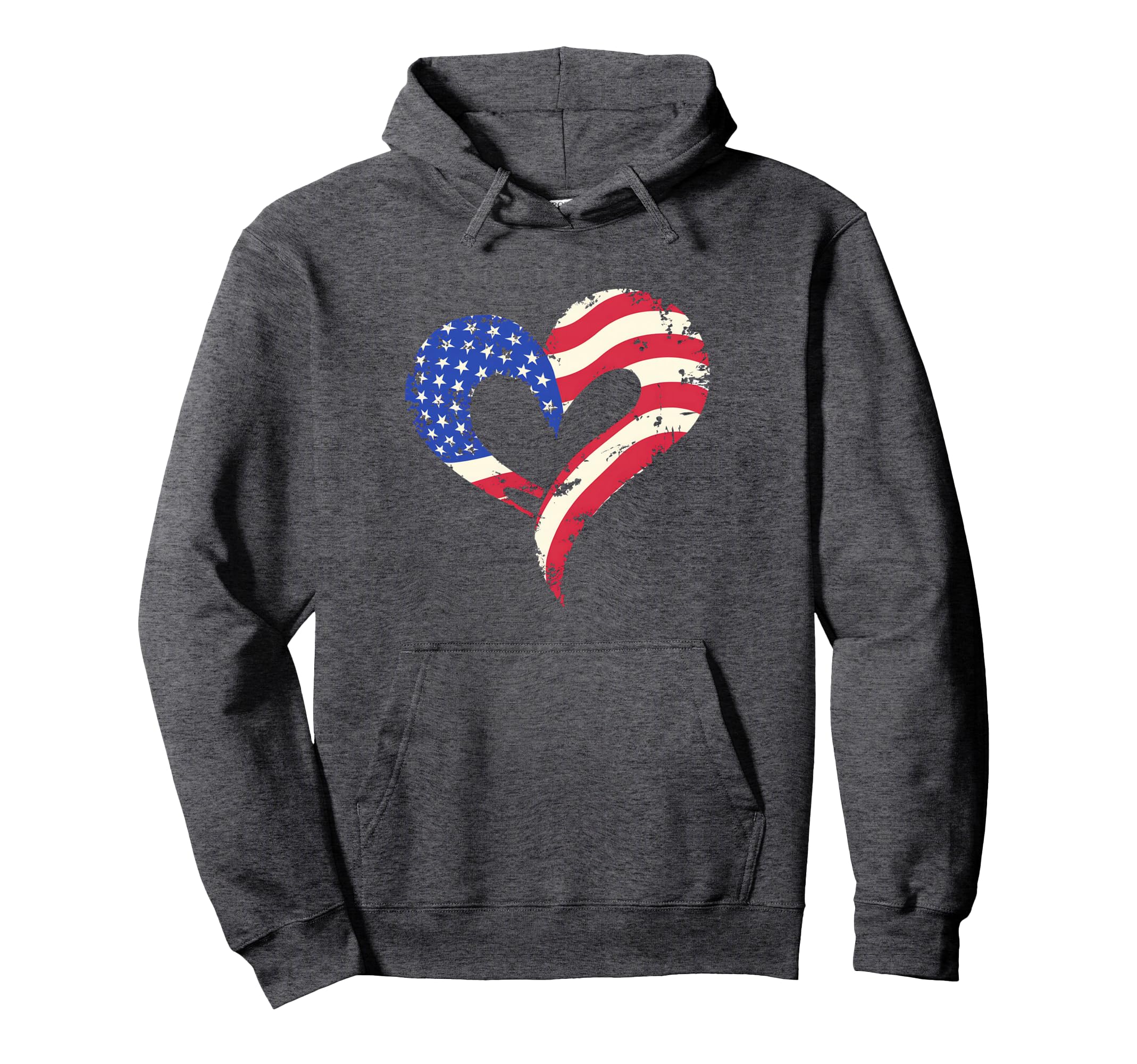 USA Flag Heart American Patriotic Armed Forces Memorial Day Pullover Hoodie