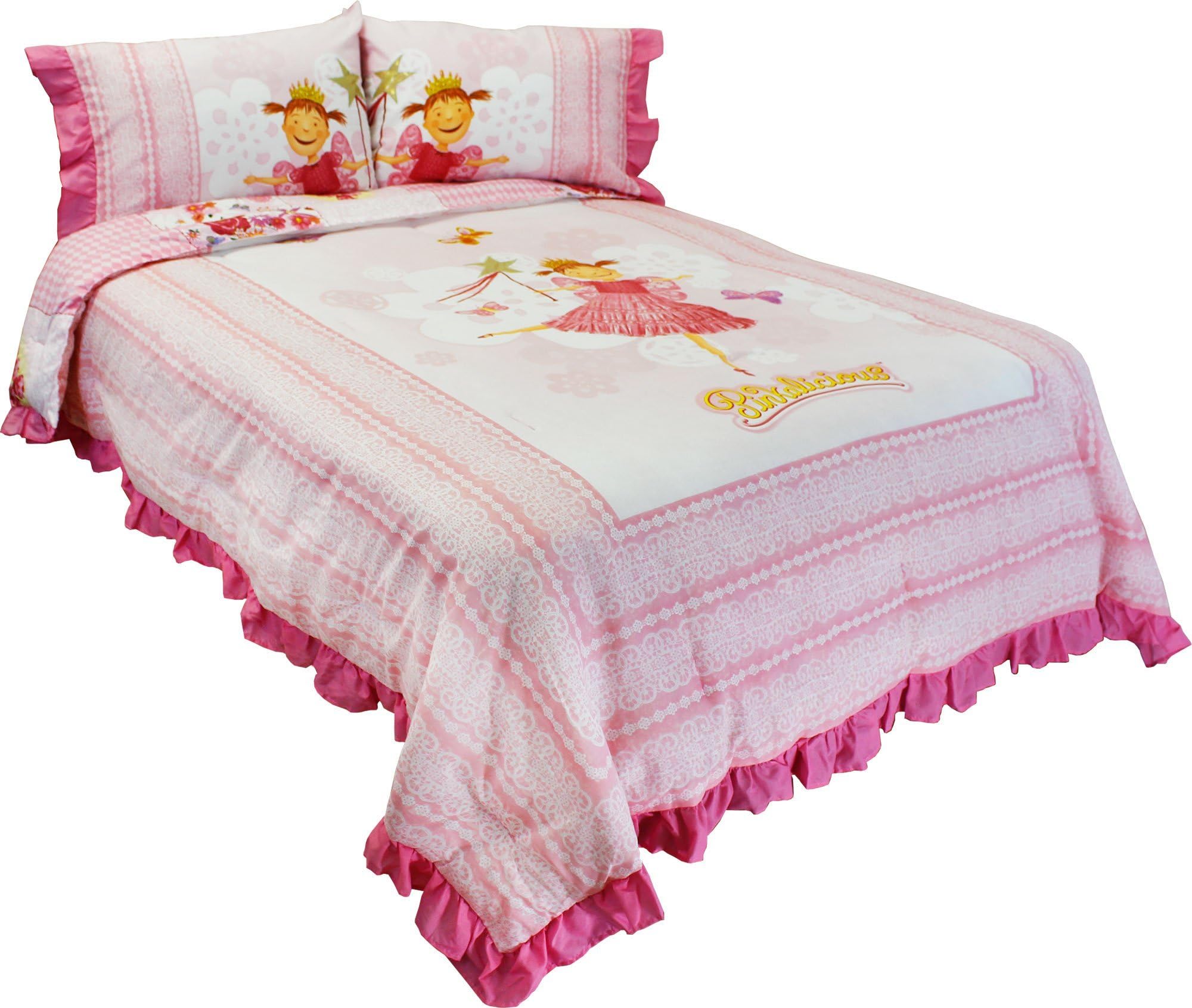 Pinkalicious Full Bed Comforter and Pillow Shams Set Pink Fairy Princess Bedding