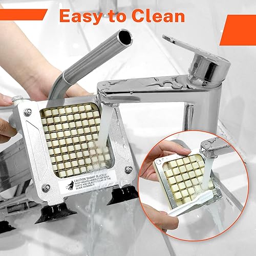 Miniatura 6 de Cortador de papas fritas para papas, cortador de patatas de acero inoxidable para papas fritas con cuchillas reemplazables, guante y cepillo de 12