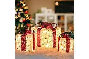 Set of 3 Pre-Lit Lighted Christmas Gift Box Decorations