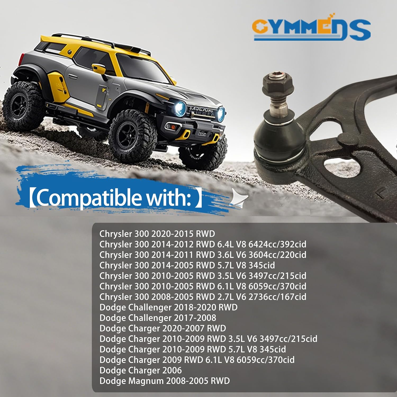 Front Upper Control Arm Compatible with 2005-2020 Chrysler 300, 2008-2020 Dodge Challenger, 2006-2020 Dodge Charger, 2005-2008 Dodge Magnum K620177 K620178 2PCS - RWD Only