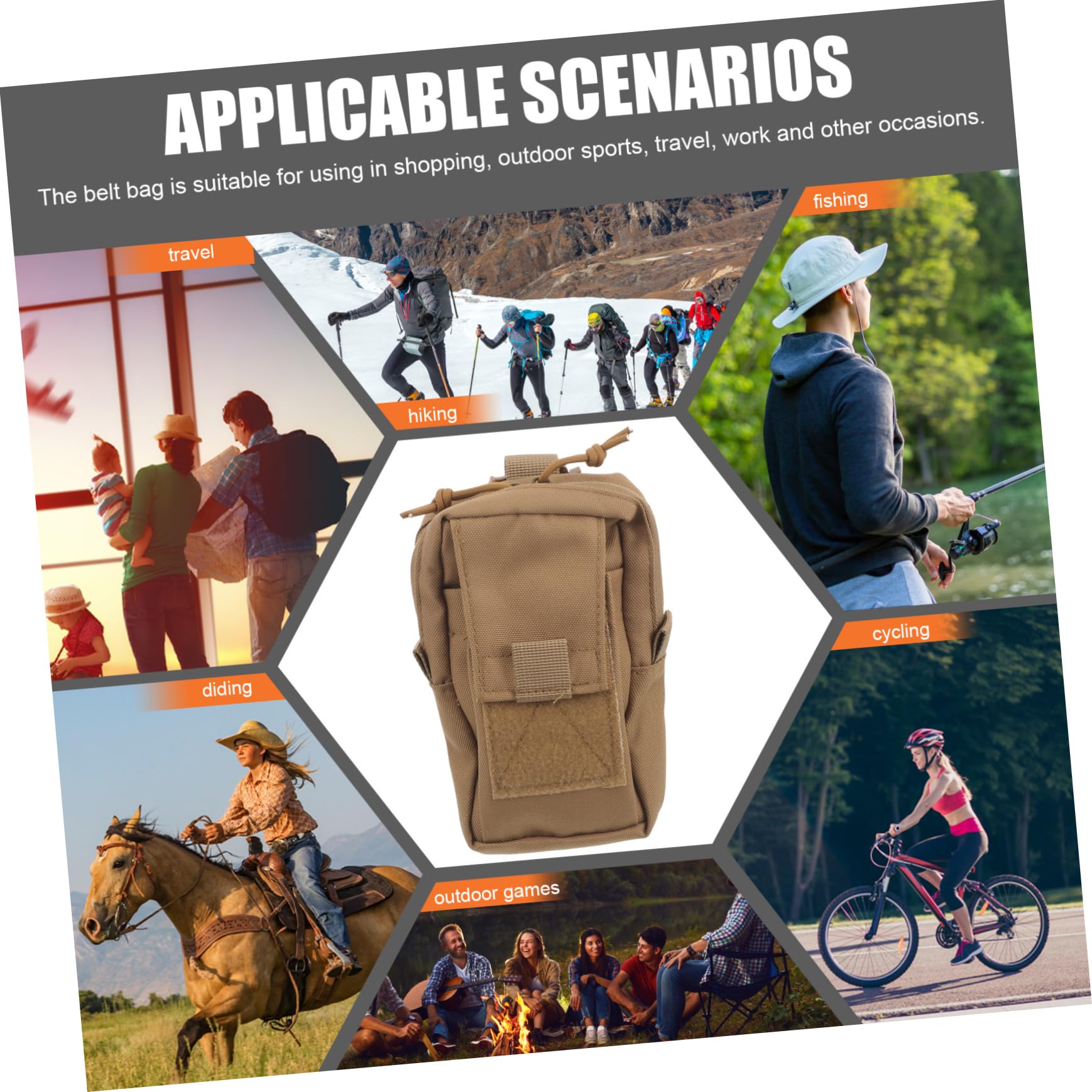 ibasenice Portamonete da Appendere sospeso Piccolo Campeggio Palestra marsupi da Cintura per Uomo Borsa per Cellulare Borsa appesa Custodia Panno Oxford Khaki