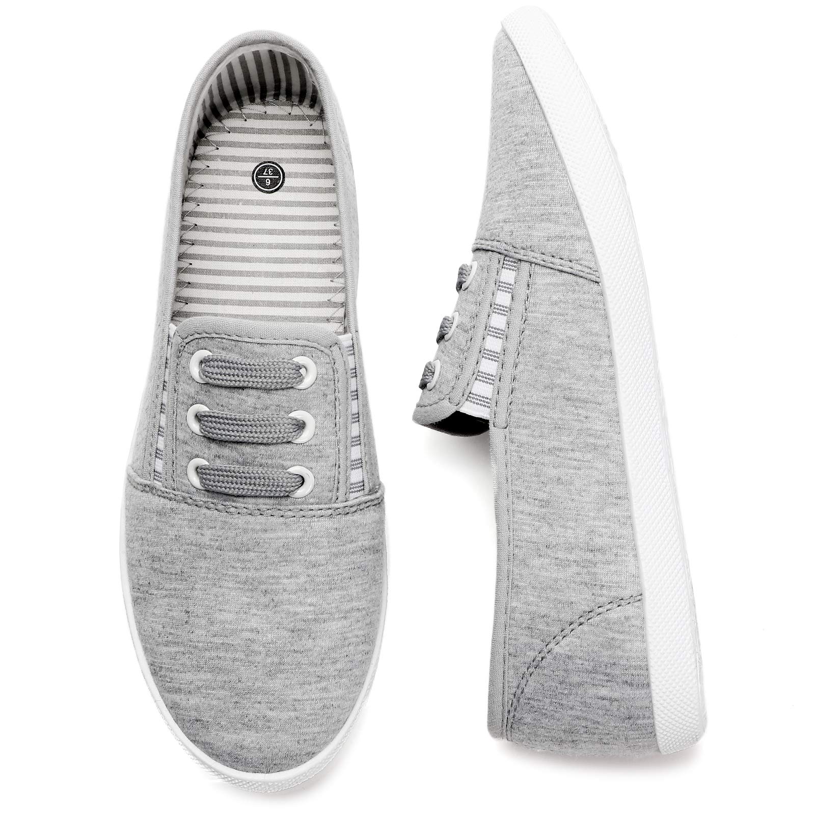 Women's Canvas Slip On Shoes Sneakers for Women Fashion Comfortable White Black Elastic S…