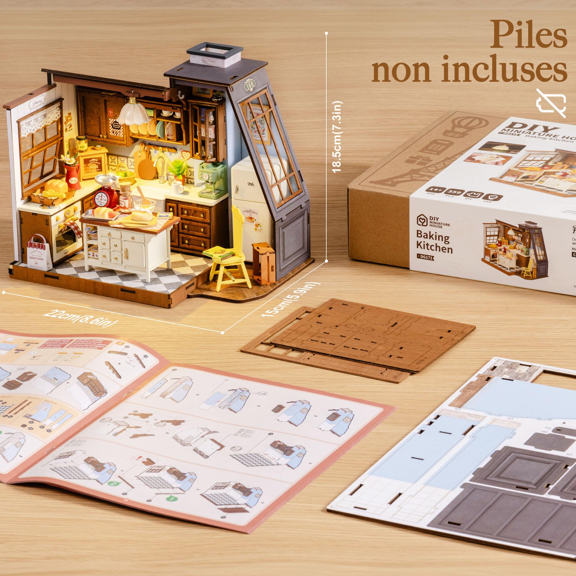 Rolife Maison Miniature - Maquette 3D Puzzle Cuisine de Boulangerie, Maison de Poupée en Bois 3D à Construire Book Nook pour Adultes et Adolescents
