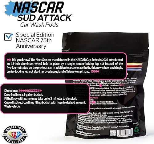 Miniatura 3 de NASCAR - Cápsulas de lavado de autos SUD Attack - Jabón espumoso para lavado de autos (funciona con cañones de espuma, pistolas de espuma o lavados