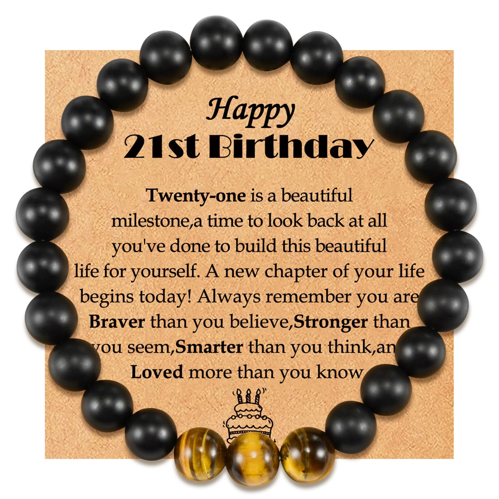 YELUWA 21°30°40°50°60°Regali di Compleanno per Lui Bracciale di Pietre Naturali per Padre Figlio Nonno Fratello Fidanzato Marito Anniversario San Valentino Festa del Papà Regalo di Laurea