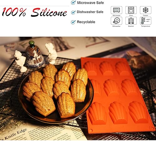 Miniatura 3 de Meajore Madeleine - Molde de silicona para hacer galletas Madeline, molde antiadherente para hacer galletas Madeleine (gris)