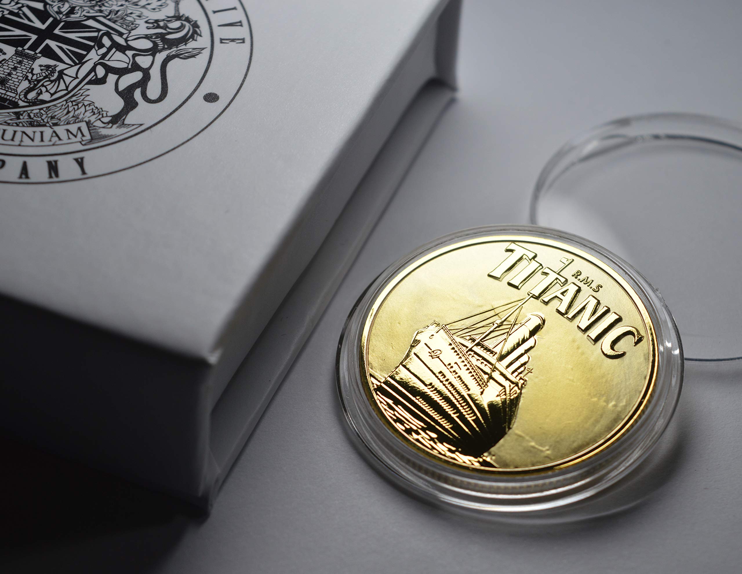 The Commemorative Coin Company Gold Rms Titanic 24Ct Commemorative In Capsule And Gift Box. Ocean Liner, Olympic Class, White Star Line, 1912