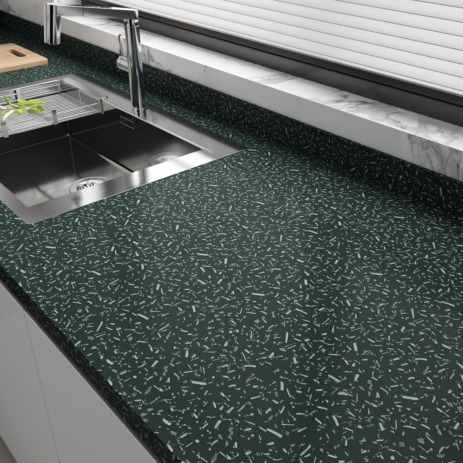 YENHOME 17.7"X276" Granite Vinyl Countertop Wrap Waterproof Contact Paper for Bathroom Kitchen Durable Peel and Stick Countertops Marble Wallpaper Granite Contact Paper for Cabinets Desk Table Top