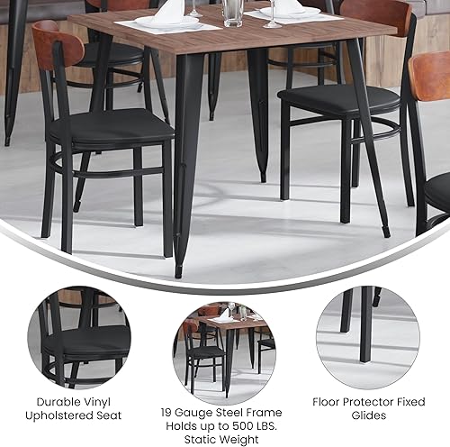 Miniatura 131 de Flash Furniture Wright - Silla de comedor de grado comercial, asiento de madera maciza con acabado de nogal y respaldo de boomerang, 500 libras de