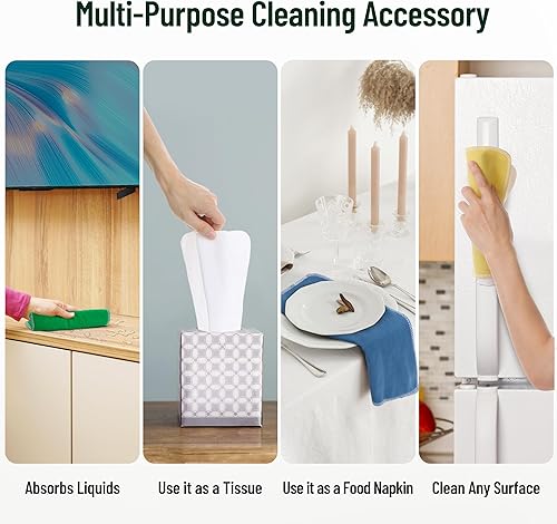 Miniatura 6 de Toallas de papel reutilizables de algodón absorbentes, juego de toallas de papel lavables con rollo de cartón, ecológicas y cero residuos (10