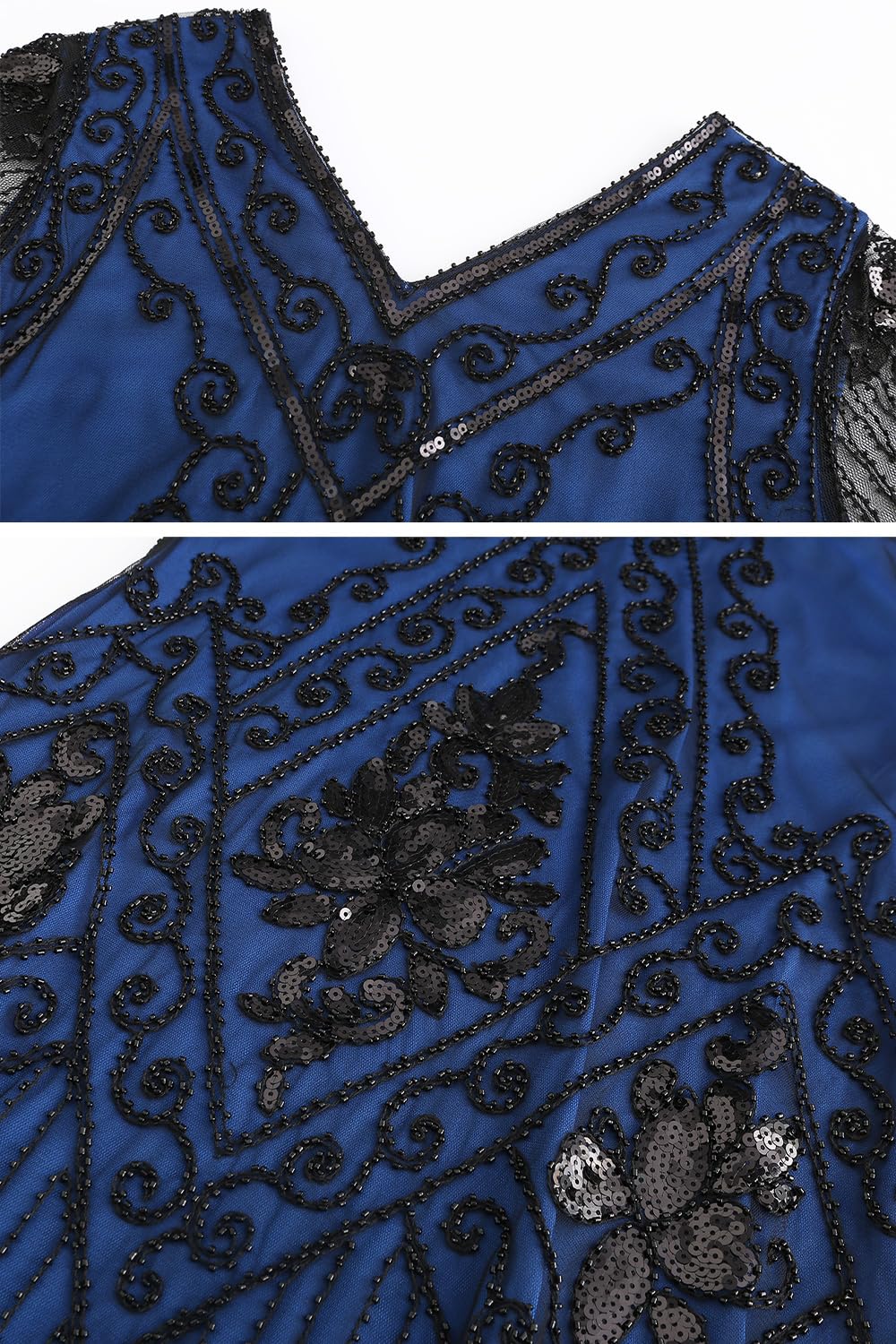 Gionforsy Robe à paillettes pour femme - Manches courtes - Style années 20 - Pour fête à thème Gatsby, Halloween, carnaval
