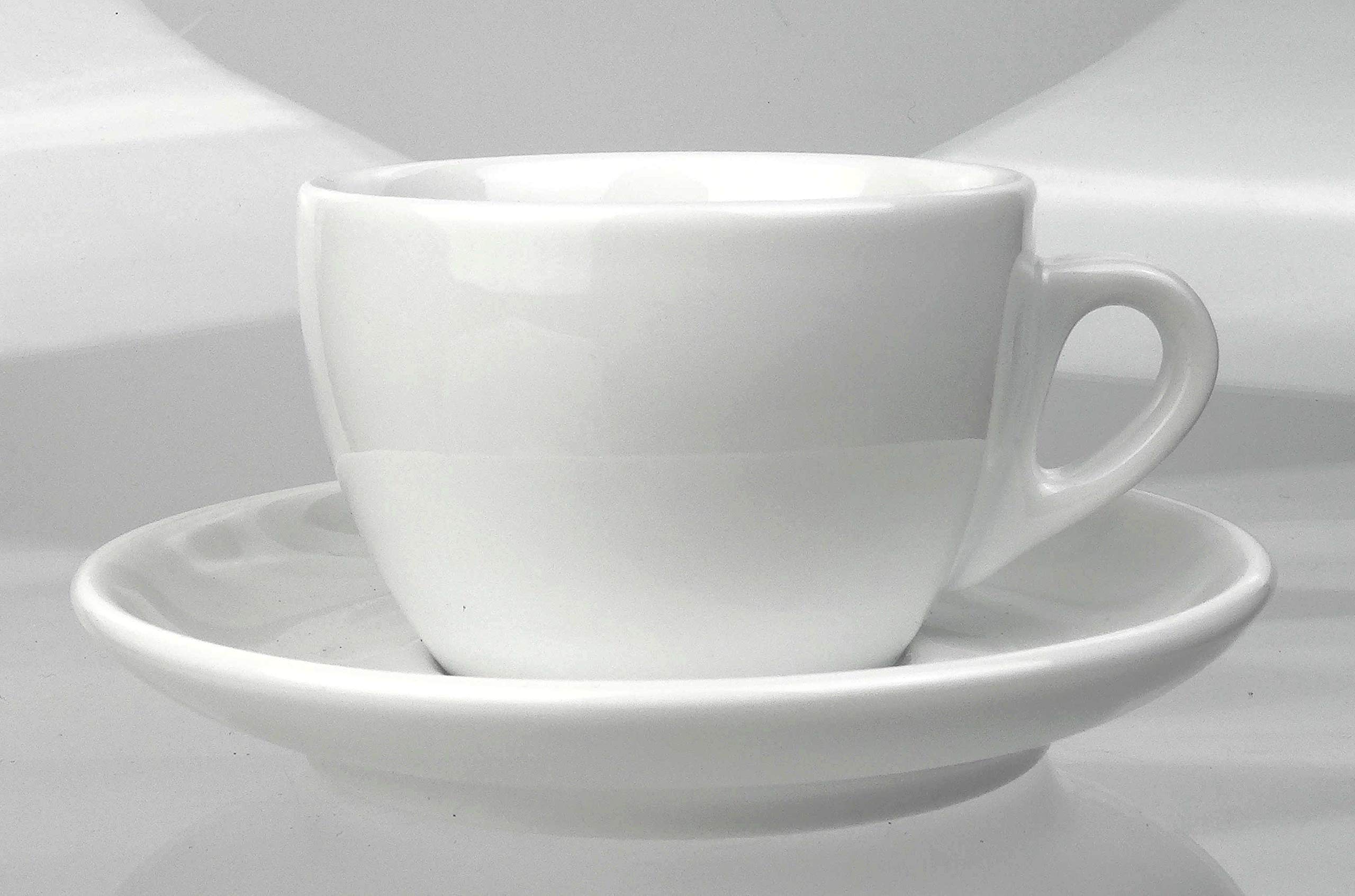 Italienische Cappuccinotasse | »Verona« | Füllmenge (bis zur Oberkante): 180 ml | weiß | handgemacht | 6 Tassen & 6 Untertassen | Made in Italy
