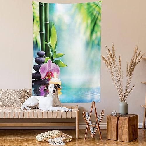 Miniatura 2 de Ambesonne Tapiz temático de spa, ramas tranquilas y reflexivas, estampado de inspiración natural, para colgar en la pared para dormitorio, sala de