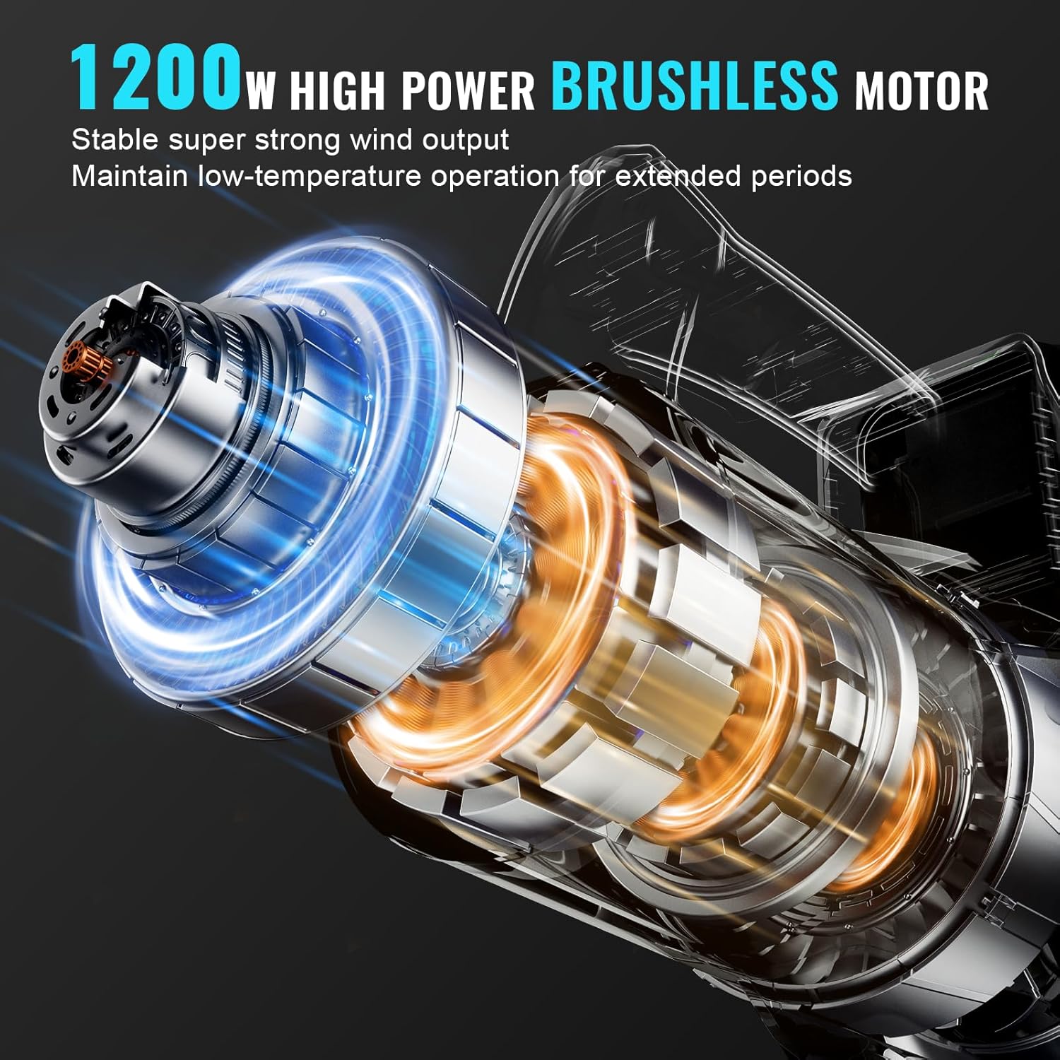 Leaf Blower Cordless, 735 CFM Brushless Electric Blower with 2 X 5.0Ah Battery, 6 Speed Levels, Lightweight Battery Leaf Blower for Lawn Care, Garden, Yard, Patio Leaves-Sky Blue