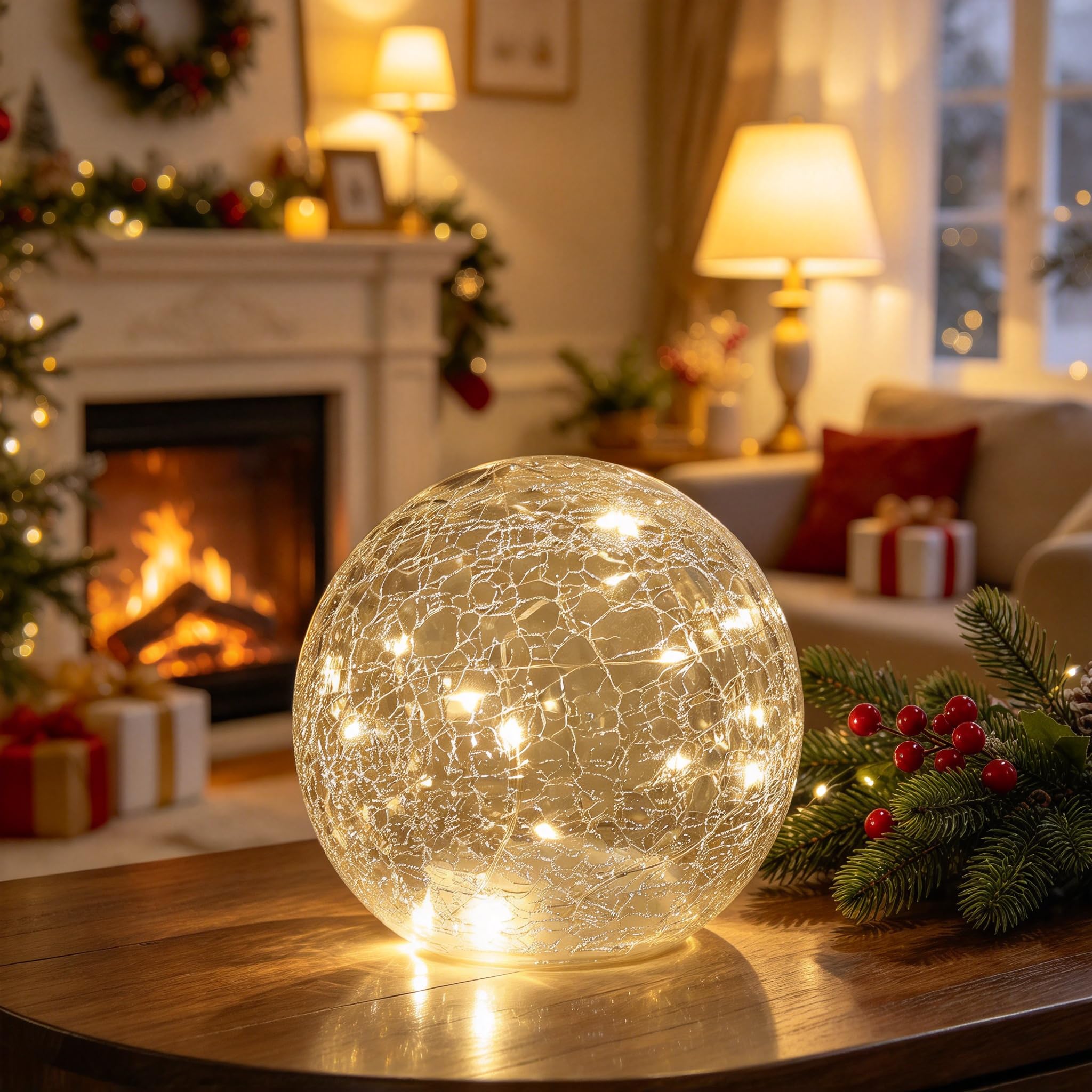 Amazon.co.jp : IdealXmas ガラスクラックル グローブ LED ランプ 電池