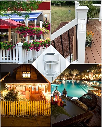 Miniatura 8 de Luces solares para cerca, paquete de 8 luces solares para cubierta, impermeables, para exteriores, decorativas, para jardín, patio, valla, patio,