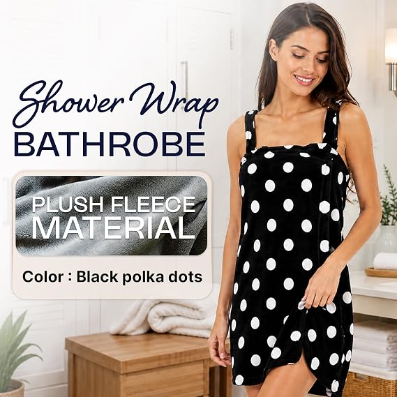 Casual Nights Women's Plush Fleece Shower Wrap Bathrobe with Soap Sponge