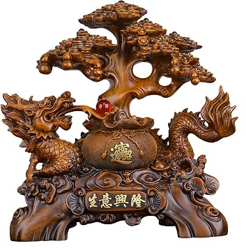 FENGSHUI-CAISHEN Top Resin Money Tree, Artificial Bonsai Tree, Handcrafted, Premium Quality, Feng Shui Gift for Abundance Luck and Success Medium