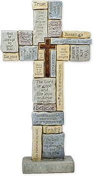 Roman Giftware Inc. ، مجموعة الكلمات المتقاطعة الملهمة ، 12.5 "H CROSSWORD TABLE CROSS ، Religious ، Inspirational ، Durable 6x1x12
