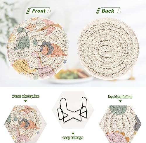 Miniatura 4 de Coasters Absorbant and Holder Set of 6 Coasters for Drinks Table Coasters Posavasos para Mesa Cute Dinosaur