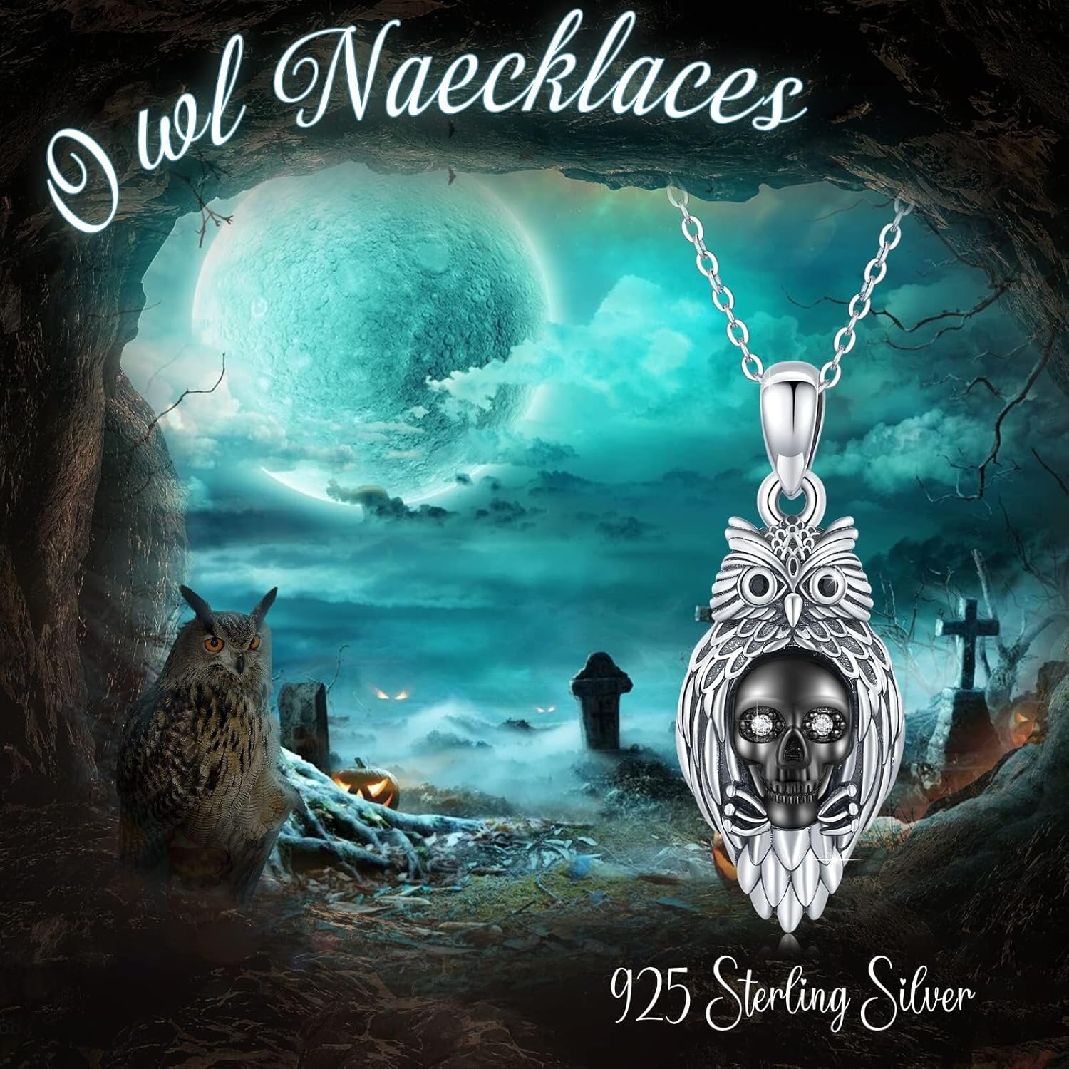 Owl Necklace for Women Sterling Silver Filigree Owl Pendant Necklace Owls Jewelry Birthday Christmas Gifts for Women Men - Image 3