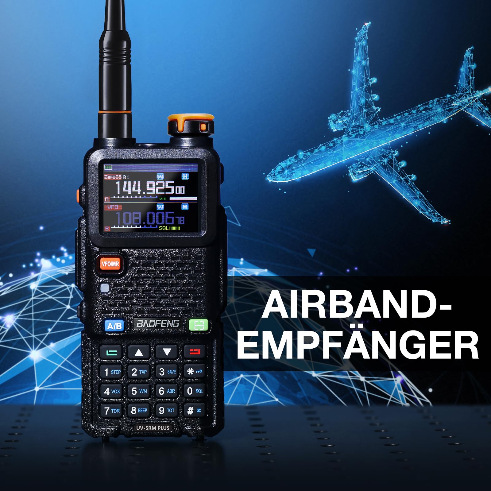 BAOFENG UV-5RM Plus GPS Funkgerät, 10W Handfunkgerät 10 Zonen 640 Kanäle | GPS-Mehrbandfunkgerät mit 1,77" Farbbildschirm, 2500 mAh Akku, 10 Zonen 640 Kanäle für Outdoor-Abenteuer