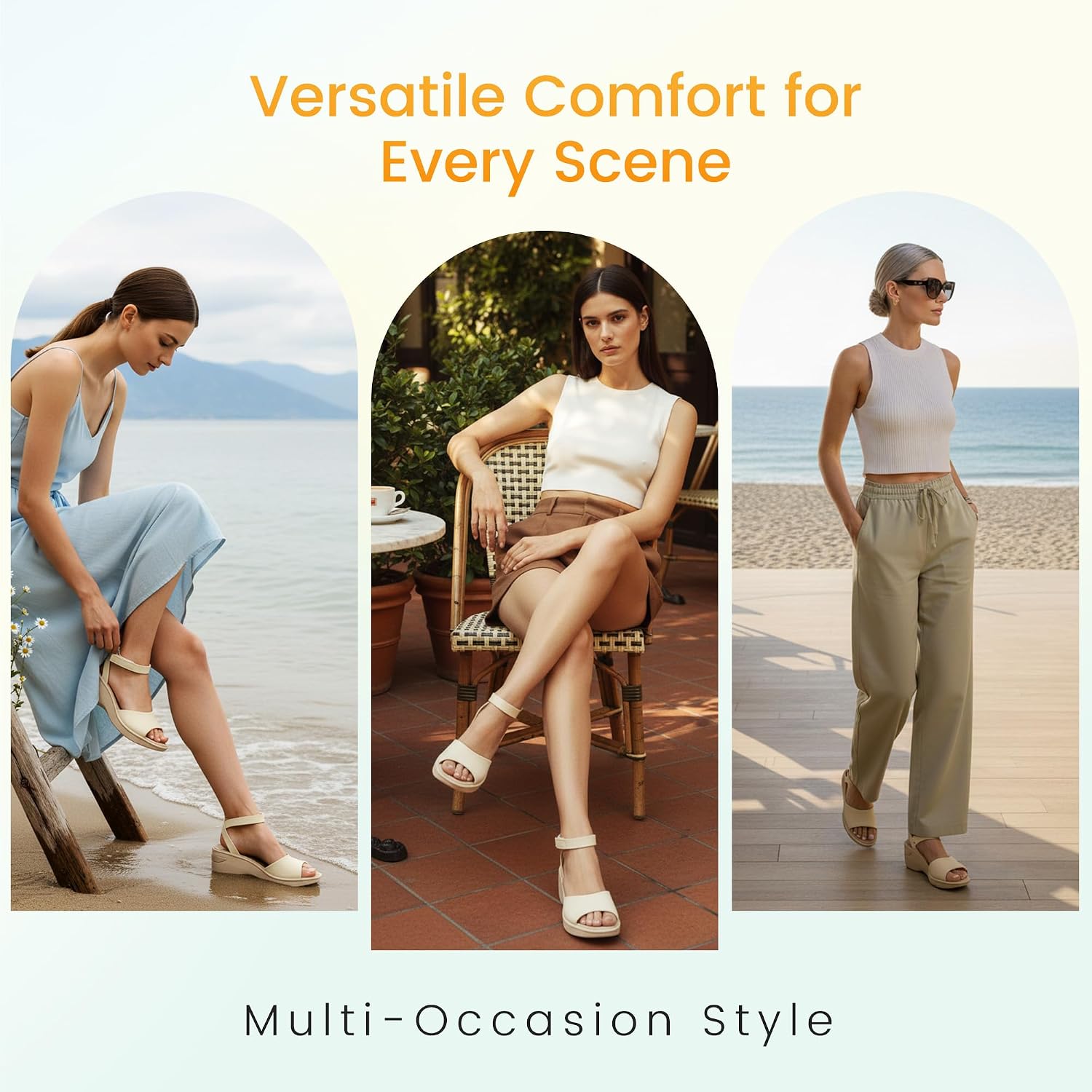 BEMIRO Walking Sandals for Women with Adjustable Arch Support, Comfortable Cloud Footbed Platform Wedge Sandals, Casual Dressy Summer Shoes