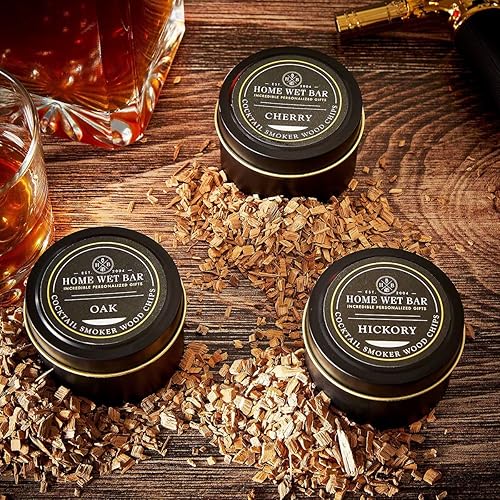 Miniatura 3 de HomeWetBar Juego de virutas de madera para ahumar whisky, roble, cereza y nogal para cóctel y whisky