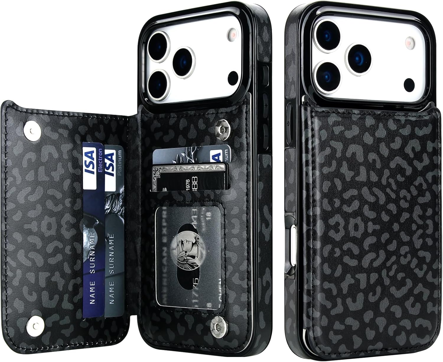 HAOPINSH Wallet Case for iPhone 17 Pro Max, Compatible with MagSafe Wireless Charging, Floral Flower Pattern Back Flip Folio RFID Blocking Leather Kickstand Card Slots Case Double Magnetic Clasp 6.9"