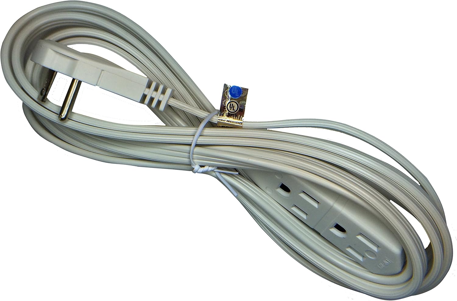 Webber White Low Profile Flat Plug Triple Extension Cord 9'. Webber CW43577
