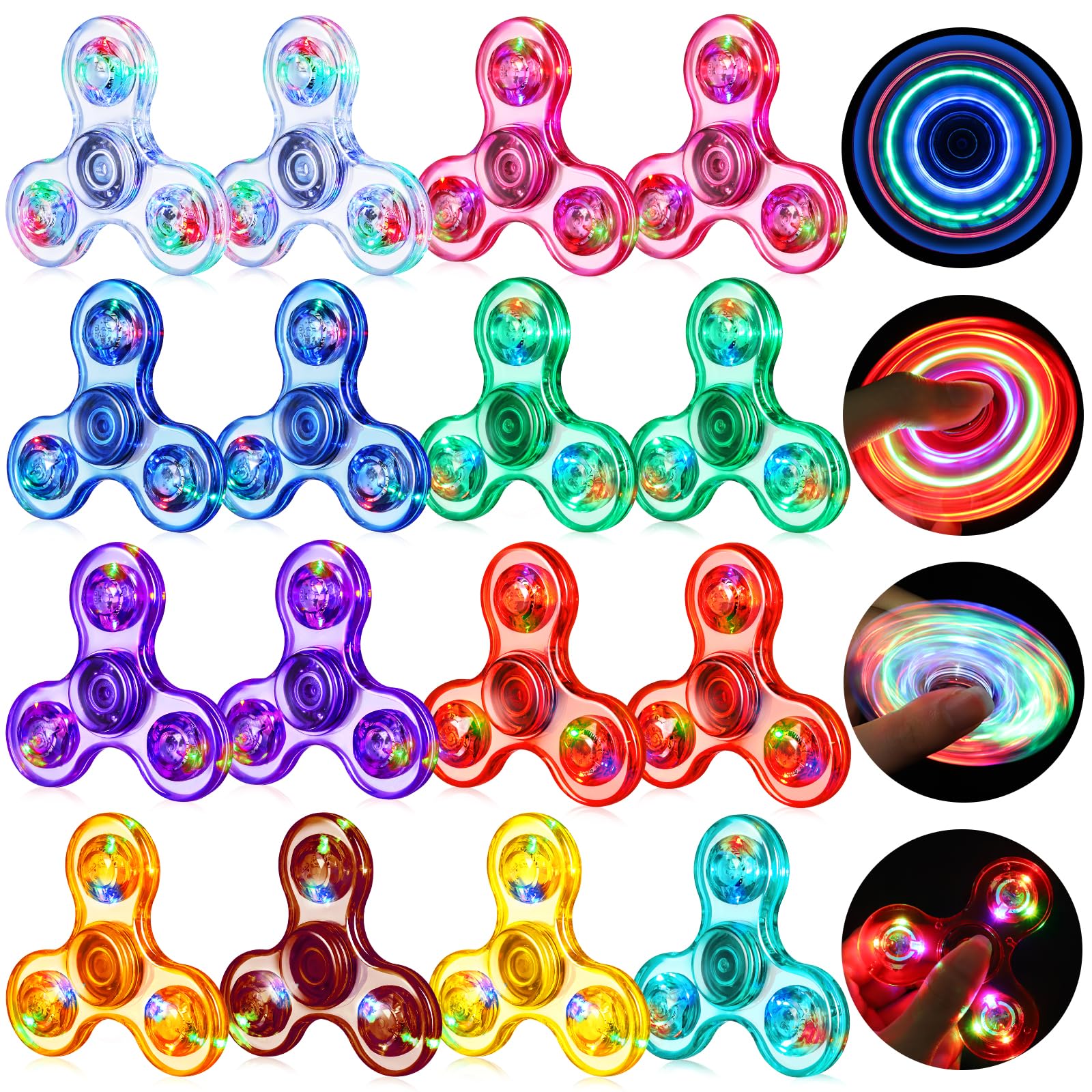 Gigilli Fidget Spinners 16 Pack, Party Favors Led Light Up Fidget Spinners for Kids, Goodie Bag Stuffers Fidget Spinner Glow in The Dark Party Supplies, Birthday Classroom Prizes