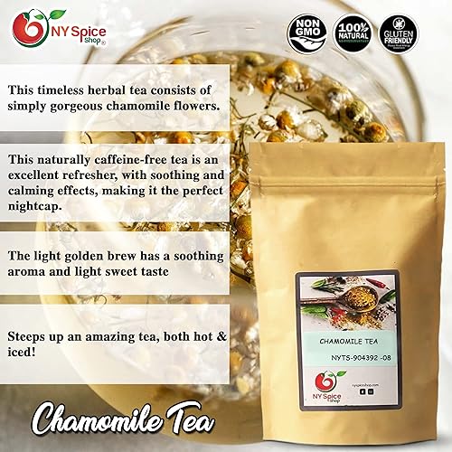 Miniatura 5 de NY SPICE SHOP Té de manzanilla natural de hojas de hierbas  8 onzas (onzas) acogedor té de manzanilla, té de hierbas sin cafeína, té de manzanilla