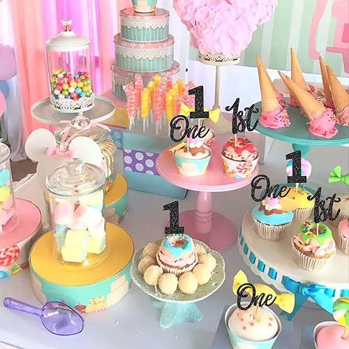Miniatura 7 de 24 piezas de decoración de cupcakes con purpurina para el primer cumpleaños, decoración de cupcakes número 1 para baby shower, niños, primer