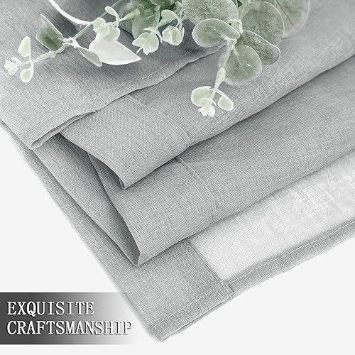 Miniatura 125 de Tollpiz Cortinas traslúcidas de lino con textura para sala de estar, cortinas traslúcidas filtrantes de luz con bolsillo para barra, cortinas