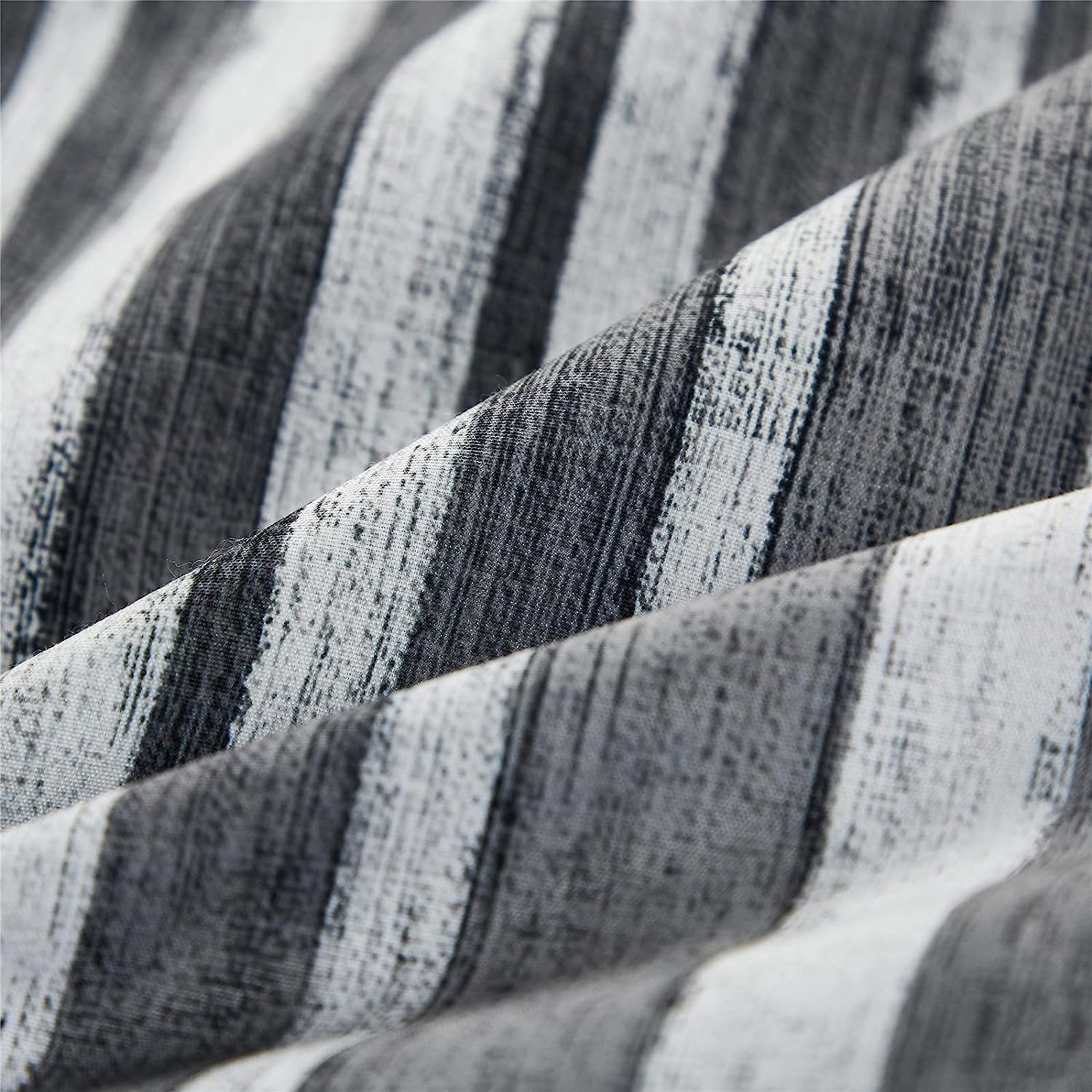 KAKIJUMN 5 Piece Bed in a Bag Stripe Comforter Set Twin Size, White Grey Black Patchwork Striped Comforter and Sheet Set, All Season Soft Microfiber Complete Bedding Sets(Grey,Twin) - Image 7