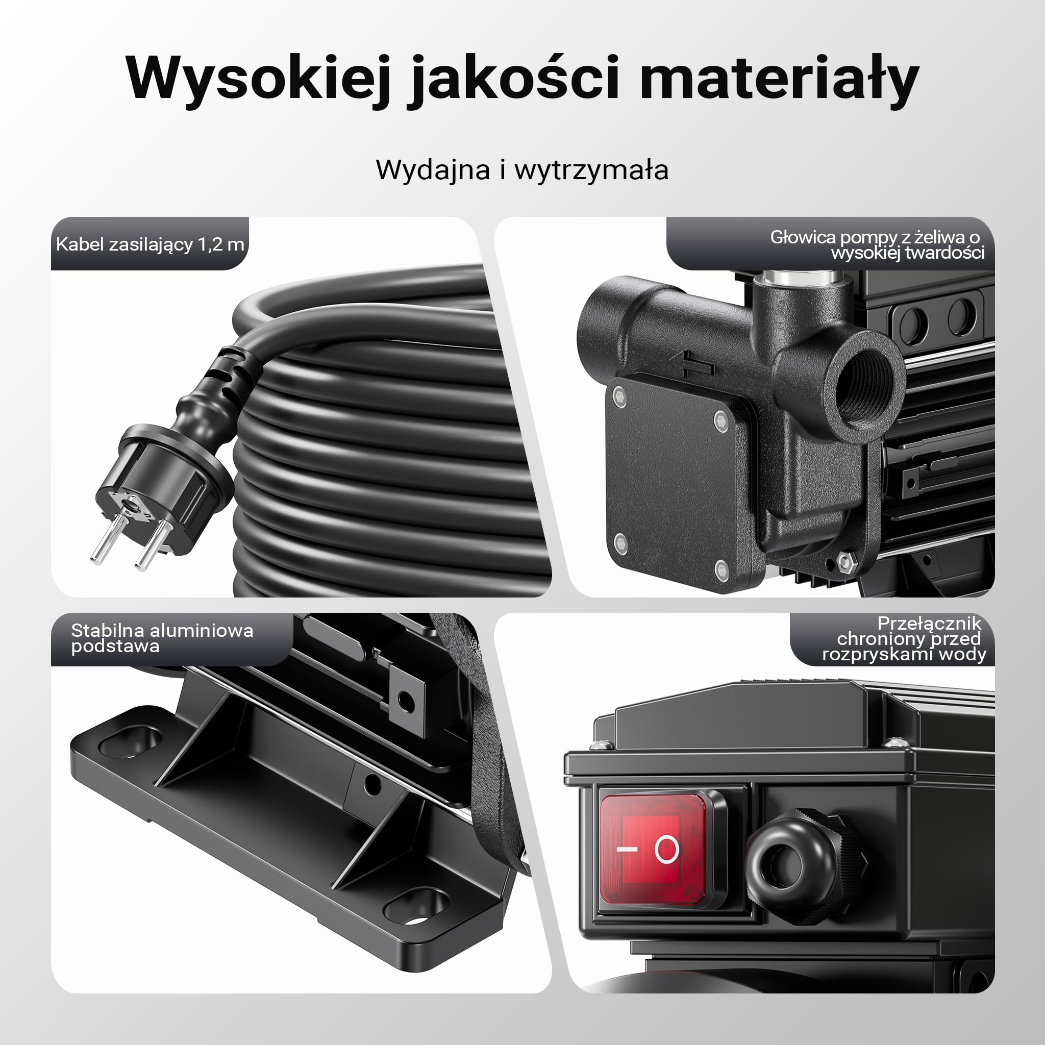 Wiltec Pompa do oleju napędowego, opałowego i biodiesla 550 W 80 l/min, wysokość ssania 2 m tłoczenie 20 m, samozasysająca